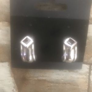 Women’s sterling silver ruby half hoops